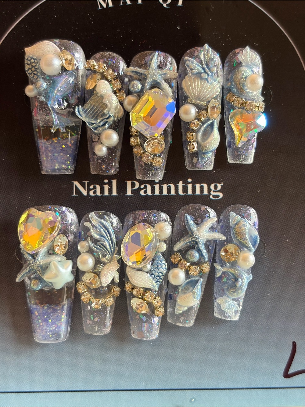 Luxury Iridescent Mermaid Water 3D Nail Set - Lavender- large
